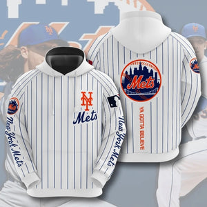 New York Mets Striped Casual Hoodie