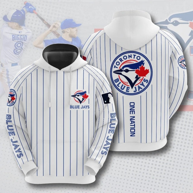 Toronto Blue Jays Striped Casual Hoodie