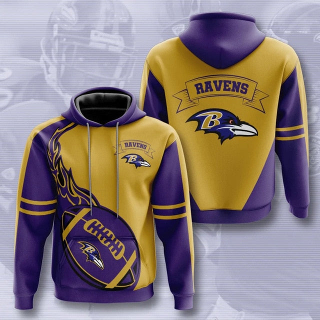 Baltimore Ravens Flame Ball 3D Hoodie