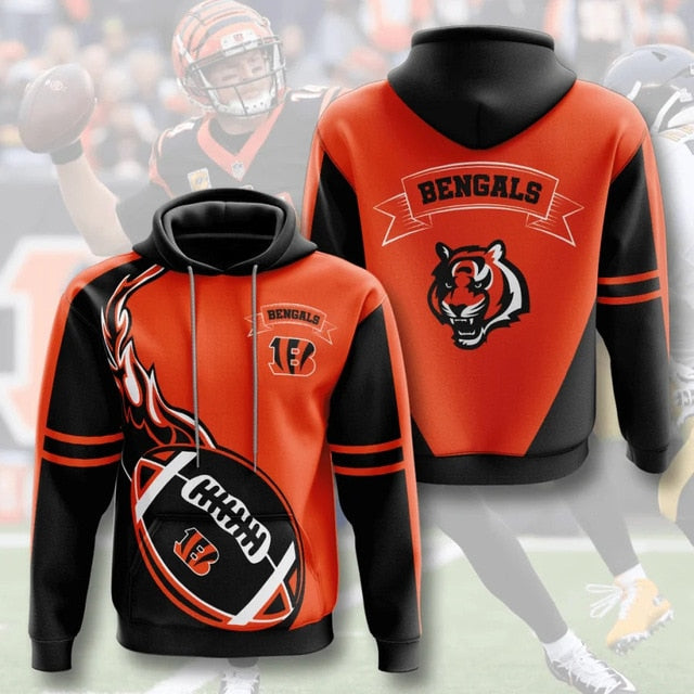 Cincinnati Bengals Flame Ball 3D Hoodie