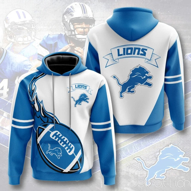 Detroit Lions Flame Ball 3D Hoodie