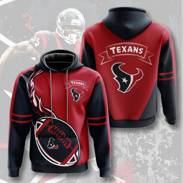 Houston Texans Flame Ball 3D Hoodie