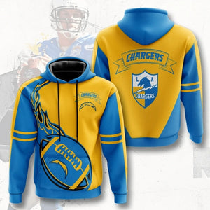 Los Angeles Chargers Flame Ball 3D Hoodie