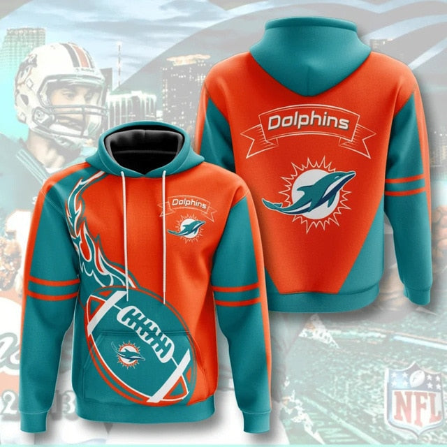 Miami Dolphins Flame Ball 3D Hoodie