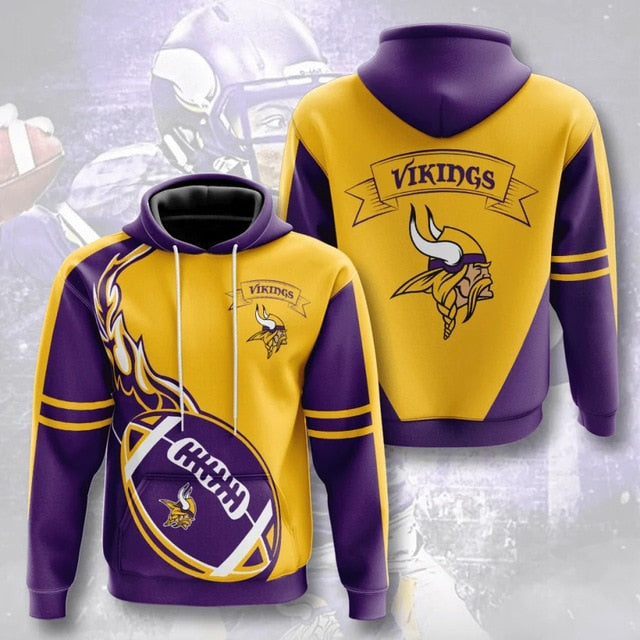 Minnesota Vikings Flame Ball 3D Hoodie