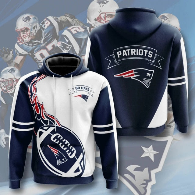 New England Patriots Flame Ball 3D Hoodie