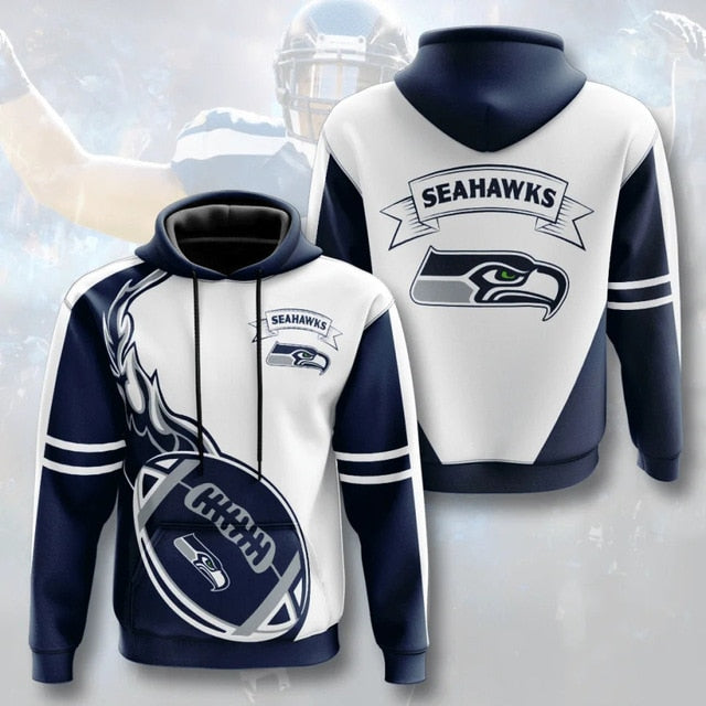 Seattle Seahawks Flame Ball 3D Hoodie