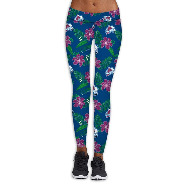 Colorado Avalanche Flower Print Leggings