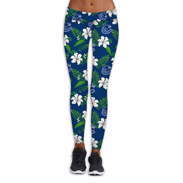 Vancouver Canucks Flower Print Leggings