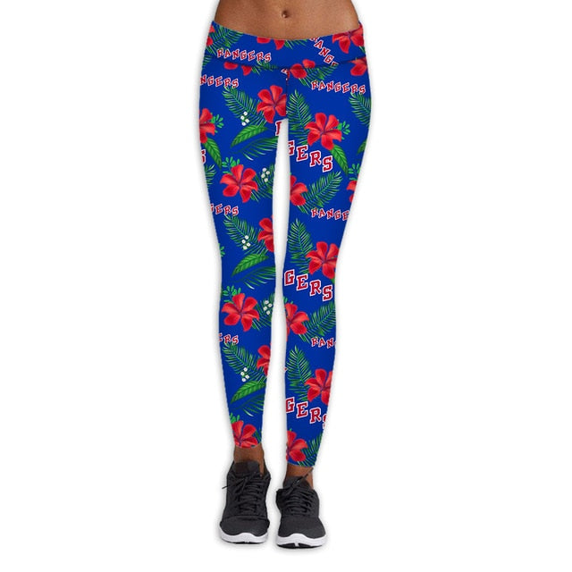 New York Rangers Flower Print Leggings