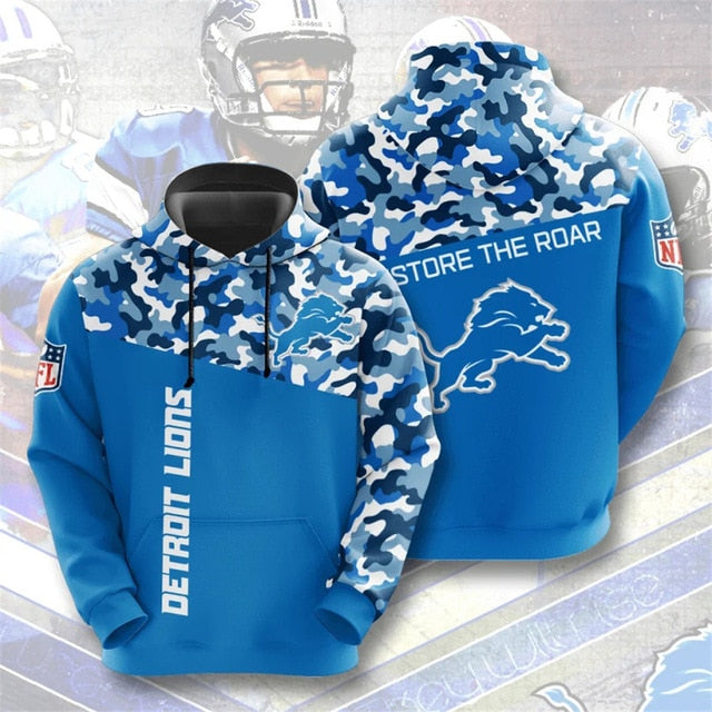 Detroit Lions Camouflage Casual Hoodie