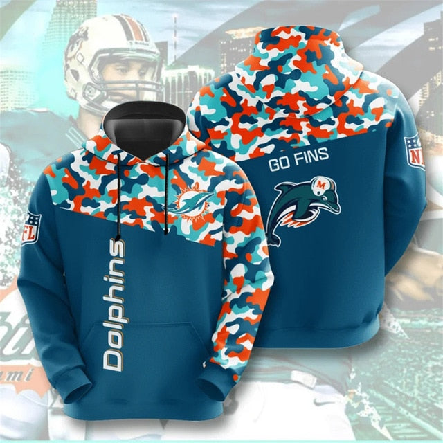 Miami Dolphins Camouflage Casual Hoodie