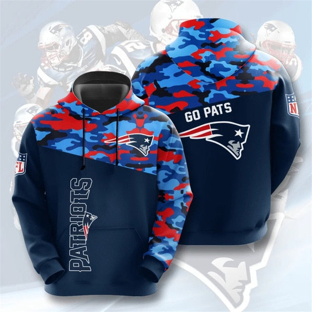 New England Patriots Camouflage Casual Hoodie