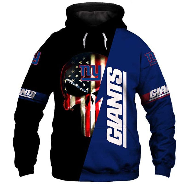 New York Giants 3D Skull Hoodie