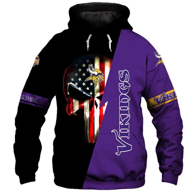 Minnesota Vikings 3D Skull Hoodie