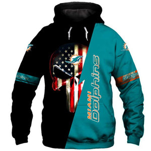 Miami Dolphins 3D Skull Hoodie