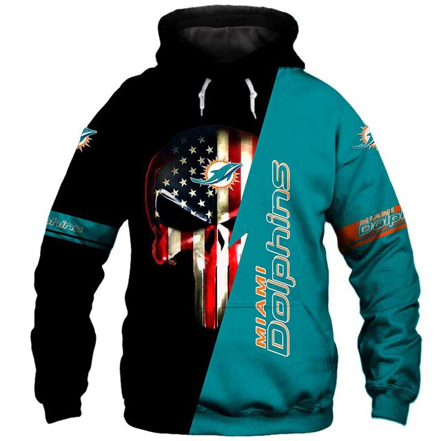 Miami Dolphins 3D Skull Hoodie