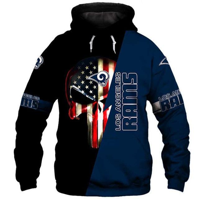 Los Angeles Rams 3D Skull Hoodie