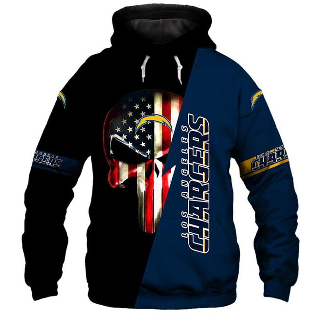 Los Angeles Chargers 3D Skull Hoodie