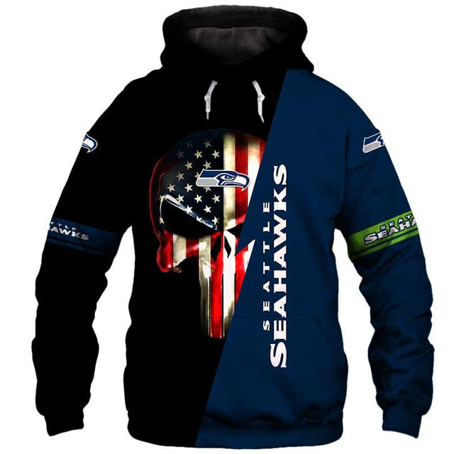 Seattle Seahawks 3D Skull Hoodie