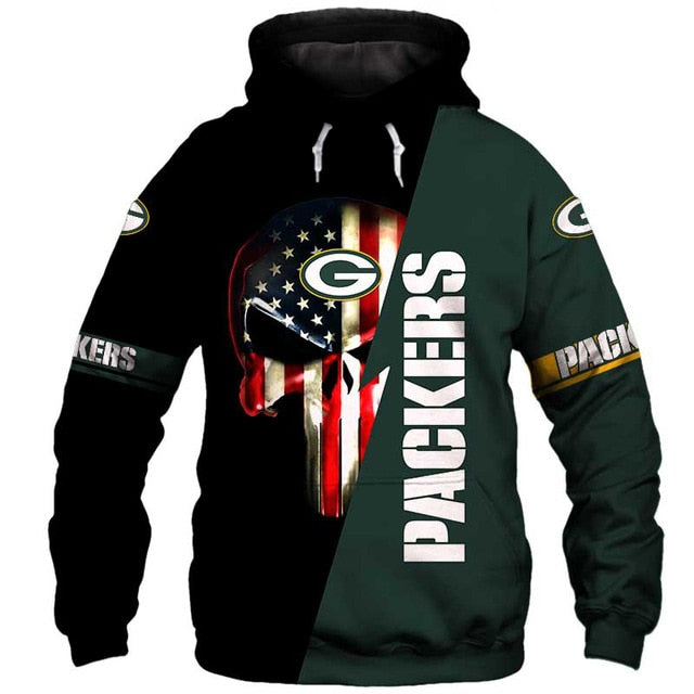 Green Bay Packers 3D Skull Hoodie