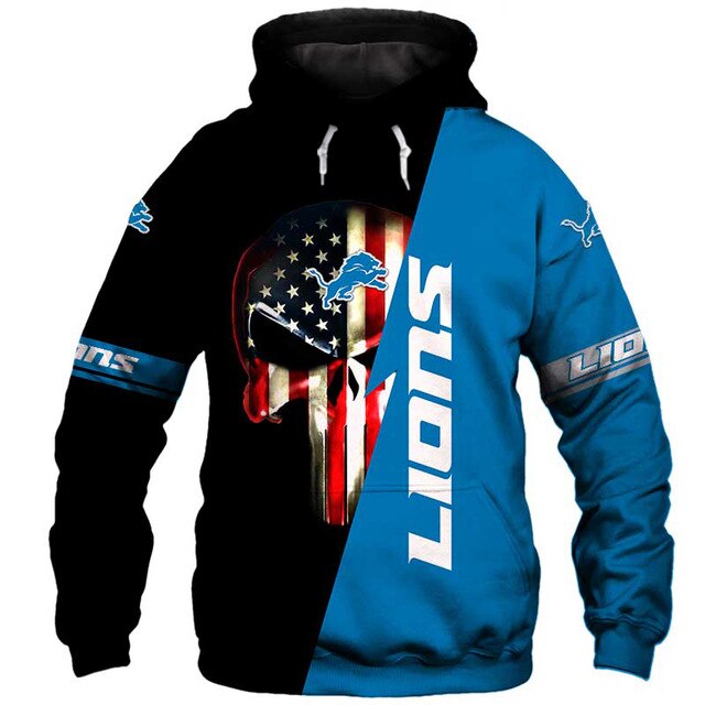 Detroit Lions 3D Skull Hoodie