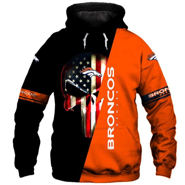 Denver Broncos 3D Skull Hoodie