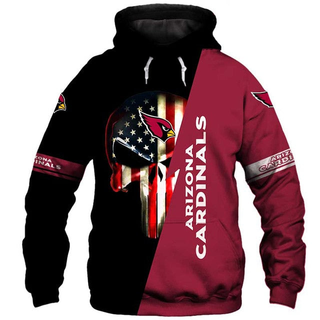 Arizona Cardinals 3D Skull Hoodie