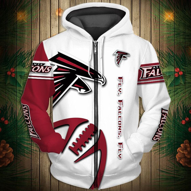 Atlanta Falcons Zigzag Casual 3D Zipper Hoodie