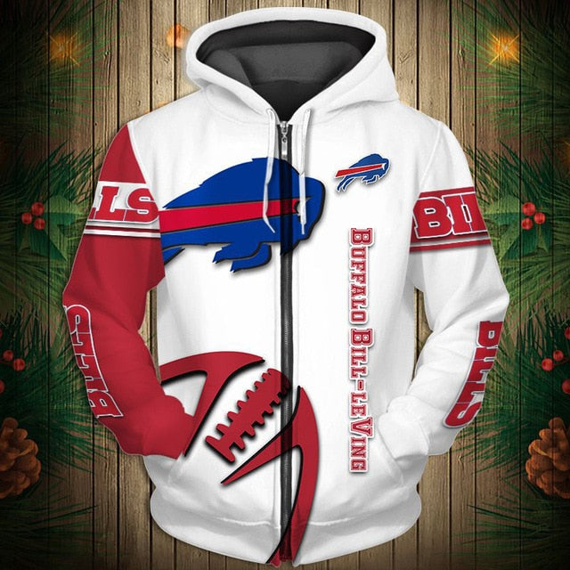 Buffalo Bills Zigzag Casual 3D Zipper Hoodie