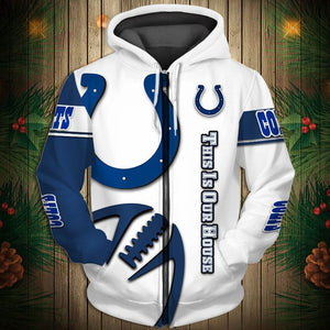 Indianapolis Colts Zigzag Casual 3D Zipper Hoodie