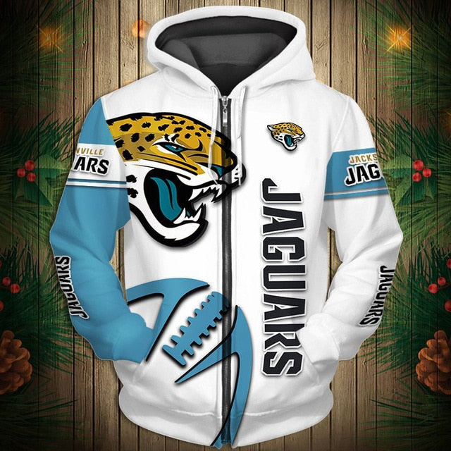 Jacksonville Jaguars Zigzag Casual 3D Zipper Hoodie