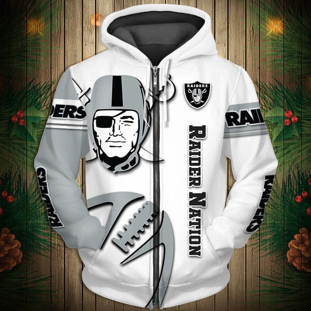 Las Vegas Raiders Zigzag Casual 3D Zipper Hoodie