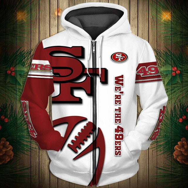 San Francisco 49ers Zigzag Casual 3D Zipper Hoodie