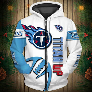 Tennessee Titans Zigzag Casual 3D Zipper Hoodie