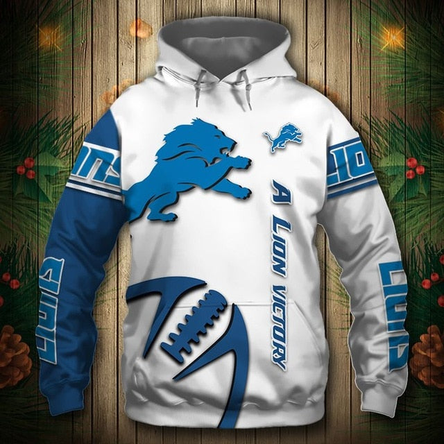 Detroit Lions Zigzag Casual 3D Hoodie