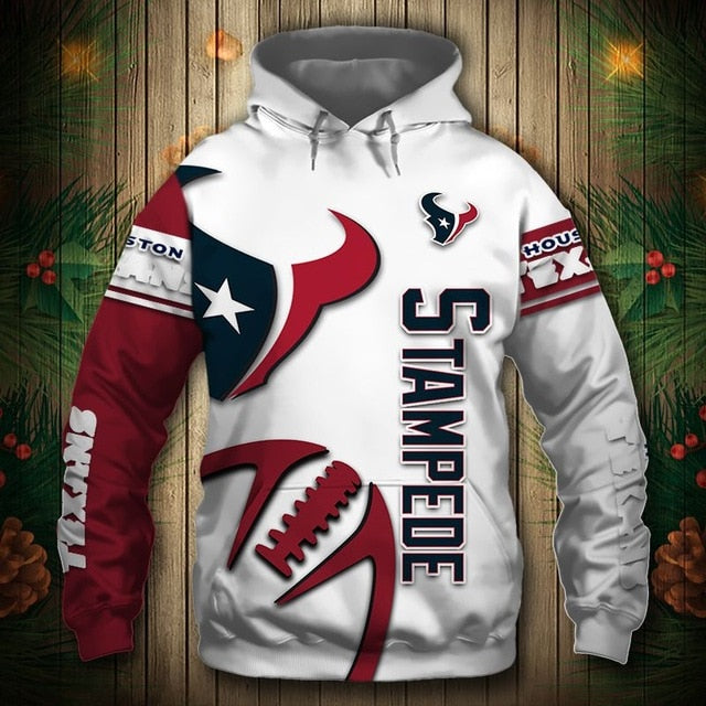 Houston Texans Zigzag Casual 3D Hoodie