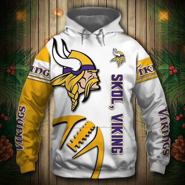 Minnesota Vikings Zigzag Casual 3D Hoodie