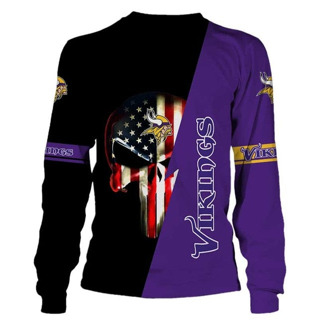 Minnesota Vikings 3D Skull Pullover