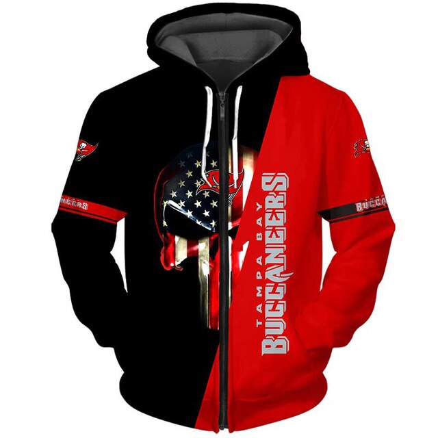 Tampa Bay Buccaneers 3D Skull Zipper Hoodie