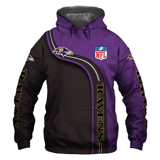 Baltimore Ravens Curved Stripes 3D Hoodie