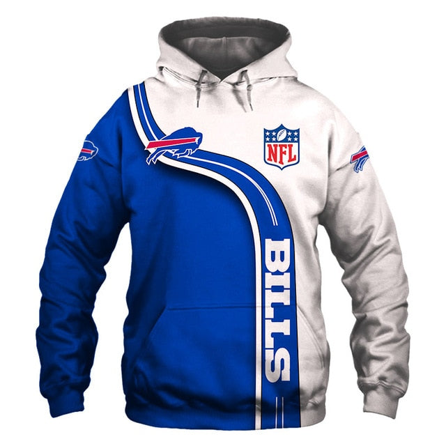 Buffalo Bills Curved Stripes 3D Hoodie