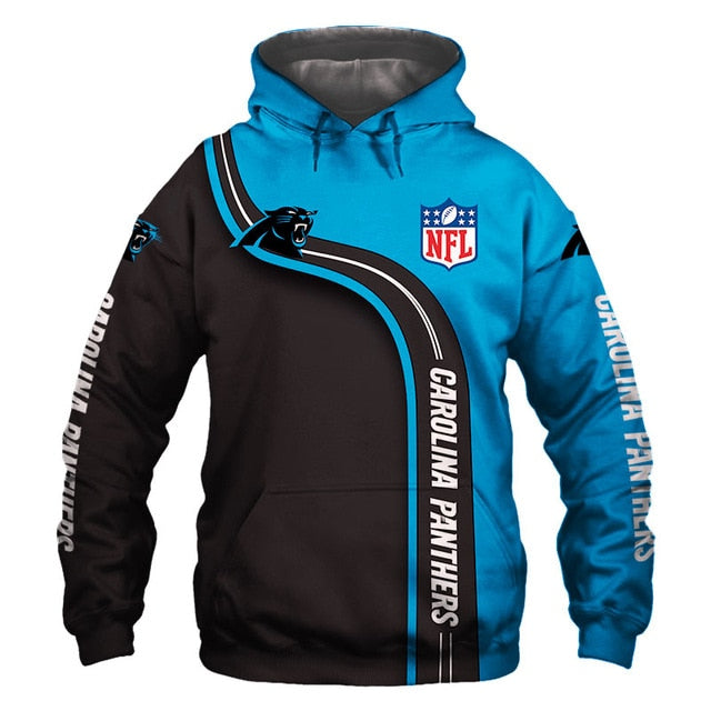 Carolina Panthers Curved Stripes 3D Hoodie