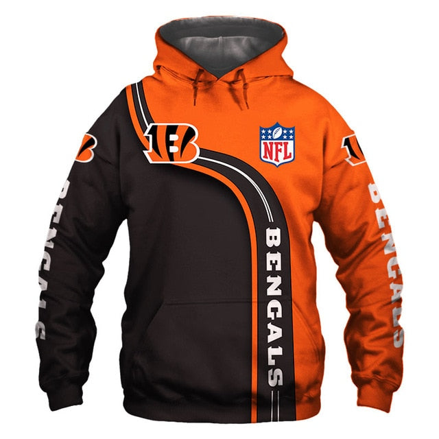 Cincinnati Bengals Curved Stripes 3D Hoodie