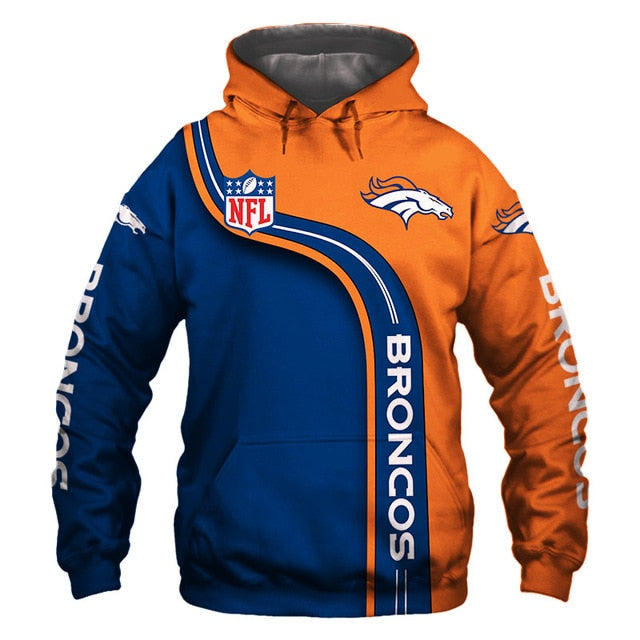 Denver Broncos Curved Stripes 3D Hoodie