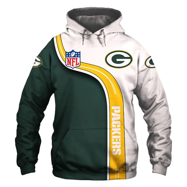 Green Bay Packers Curved Stripes 3D Hoodie