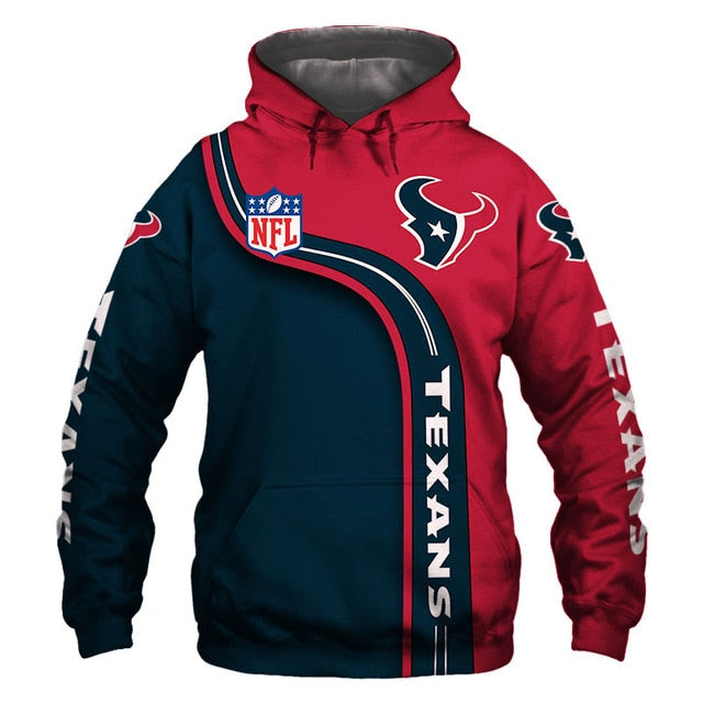 Houston Texans Curved Stripes 3D Hoodie