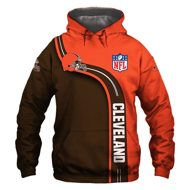 Cleveland Browns Curved Stripes 3D Hoodie