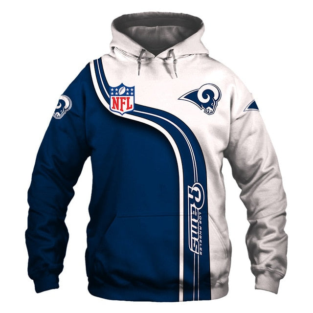 Los Angeles Rams Curved Stripes 3D Hoodie