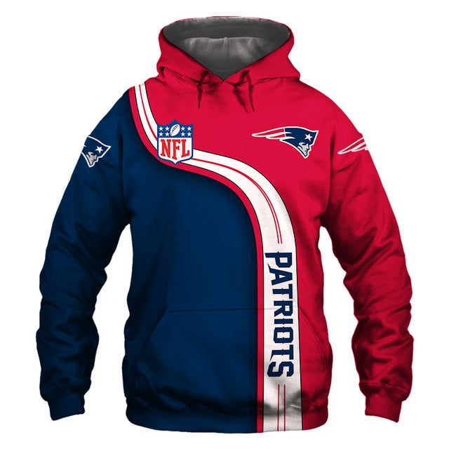 New England Patriots Curved Stripes 3D Hoodie